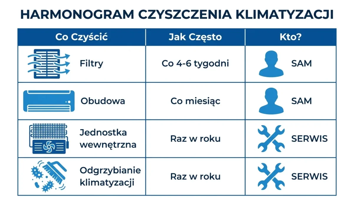 Harmonogram czyszczenia klimatyzacji domowej — jak często i kto powinien to robić