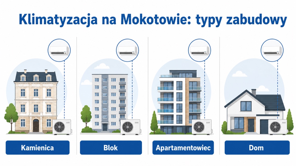 Typy zabudowy na Mokotowie przy montażu klimatyzacji